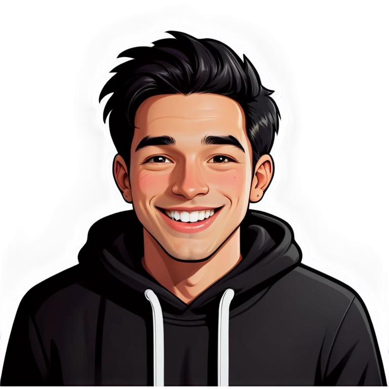 smiling Man wearing hoodie big lips black hair and the skin is between white and black  emoji