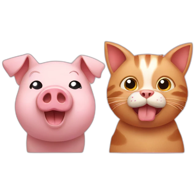pig and cat emoji