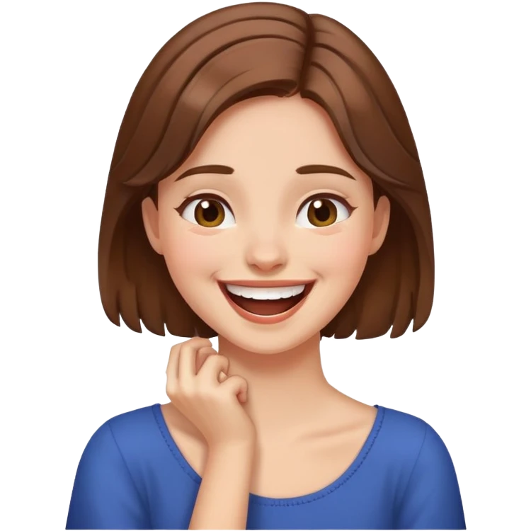 Ames crossed holding neck laughing girl  emoji
