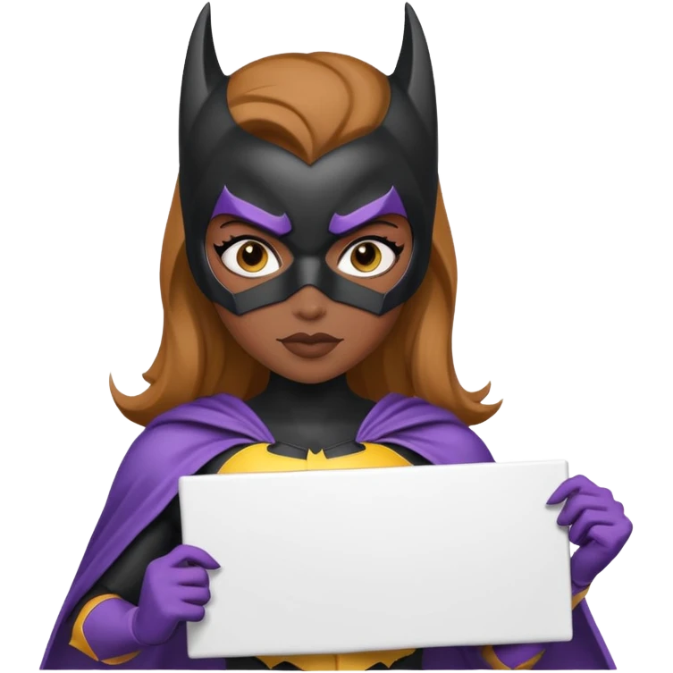 Black Bat girl holding large blank sign emoji