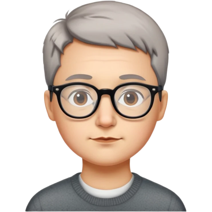 Wears glasses and mole in my chin has short hair  and huss cut  emoji