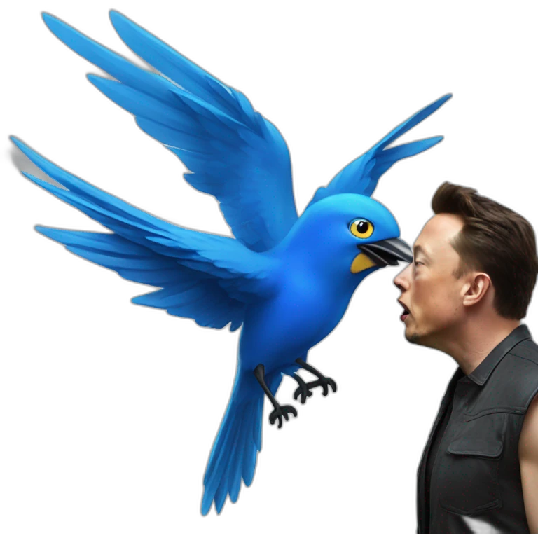 Elon Musk attacked by a blue bird emoji