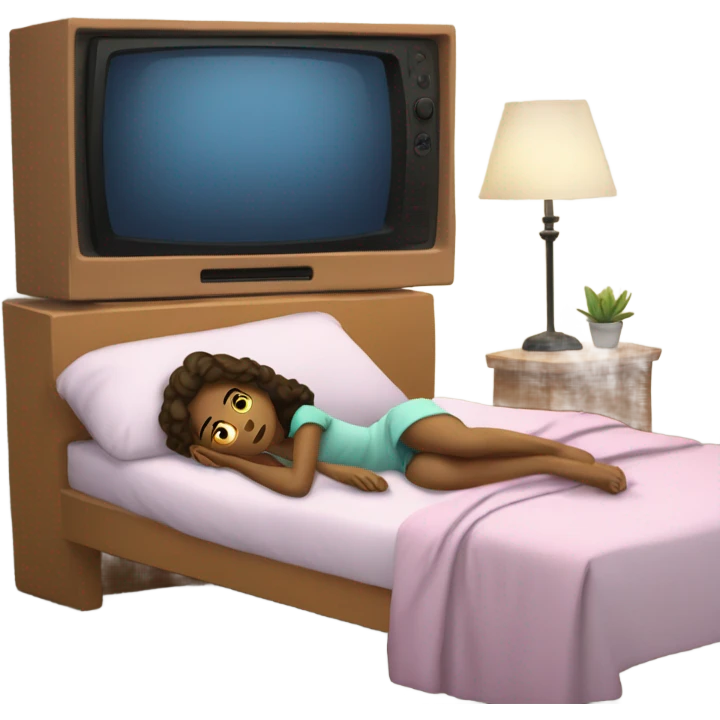 Girl Watching tv in bed  emoji