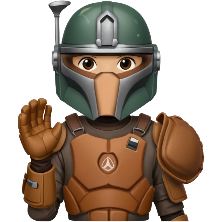 Mandalorian with a Catcher's mitt.  Make the catcher's glove oversized.  Put a dark visor in the helmet.   emoji