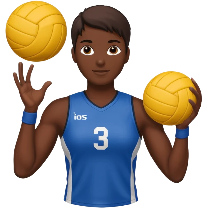volleyball player, dark skin, with volleyball ball emoji