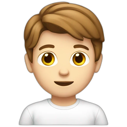 white 15 years Boy Brown hair with t-shirt white emoji