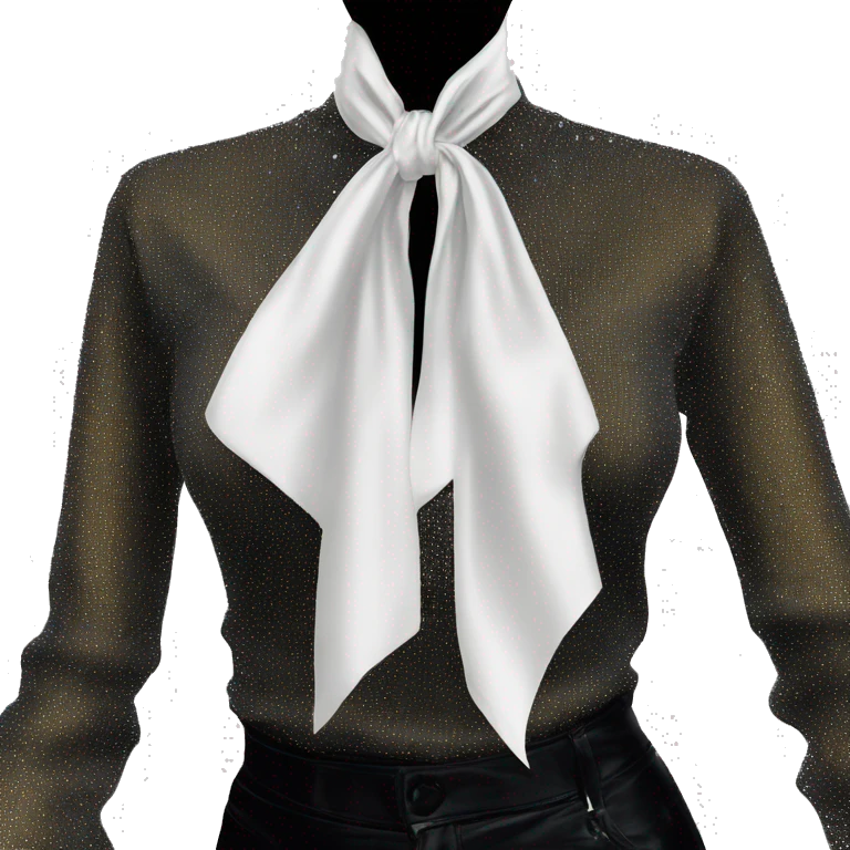 RHINESTONE-EMBELLISHED TIE-NECK BLOUSE emoji