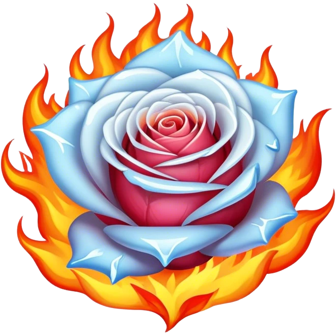 Icy rose on fire emoji