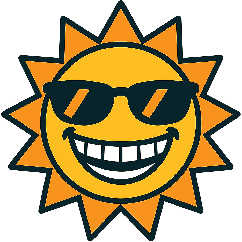 happy sun with sunglasses and a big smile emoji