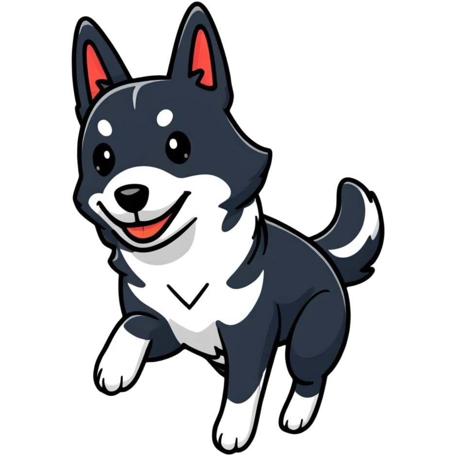 fast running black and white dog emoji
