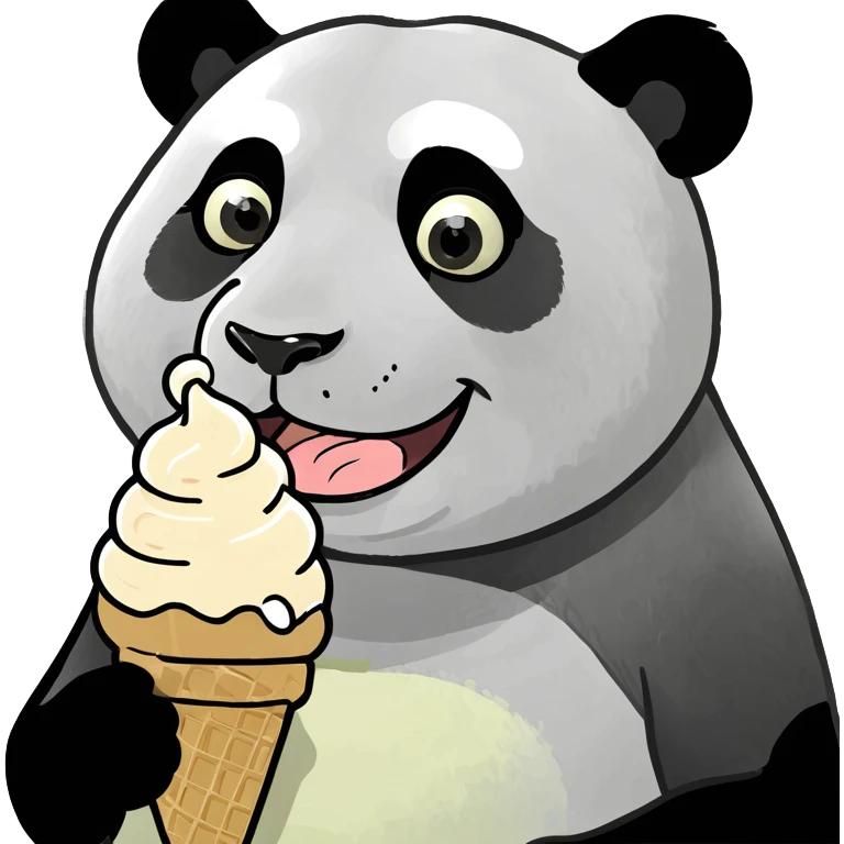Panda eating ice cream emoji