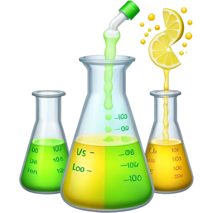 hi-lighters lemon baking soda uv light glowing formula in beaker/ test tube and baking soda in lab emoji