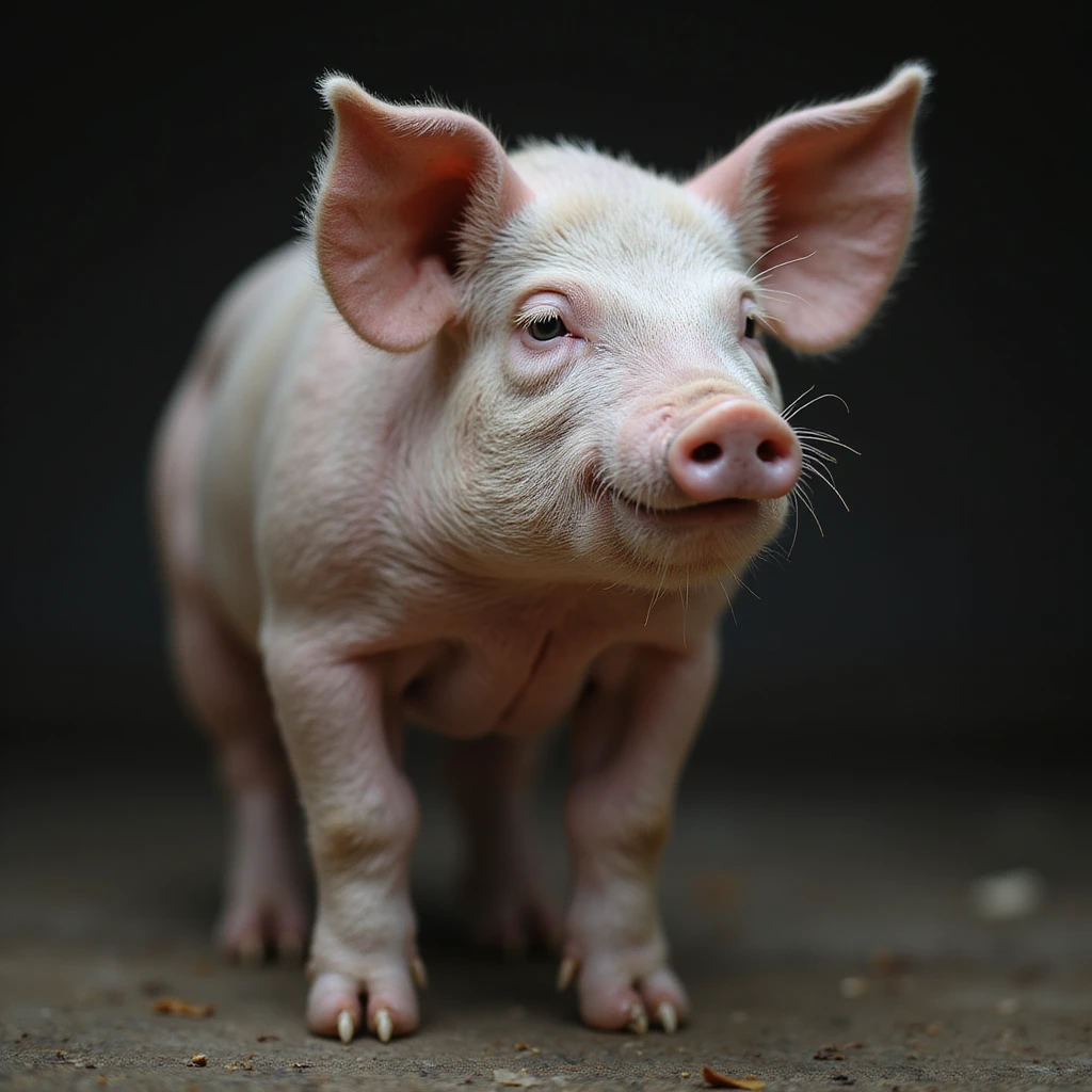 pig standing with a subtle window on the neck showing the thyroid highlighted gently, no cruel details, white background, hyperrealistic 4K emoji