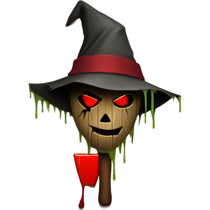  scarecrow shadow with a axe looking wood red juice dripping emoji
