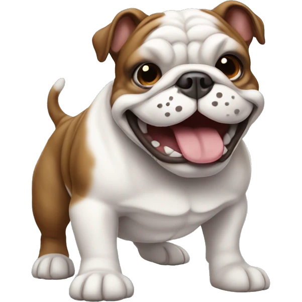 brown and white bulldog smiling and giving a thumbs up emoji