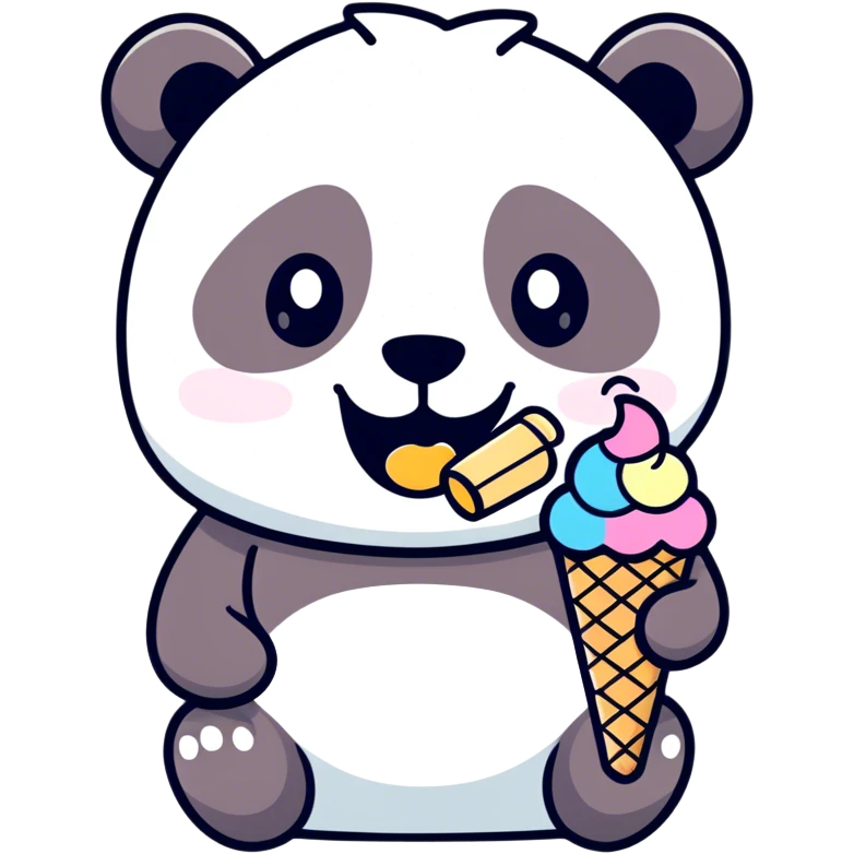 Panda eating ice cream emoji