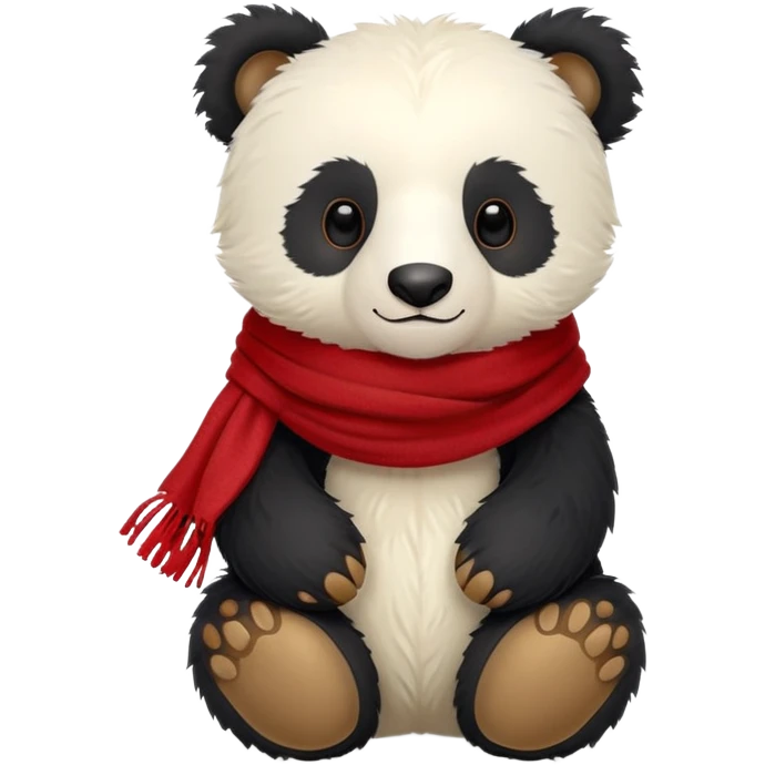 White Jellycat Andean bear cub stuffed plush wearing a red scarf emoji