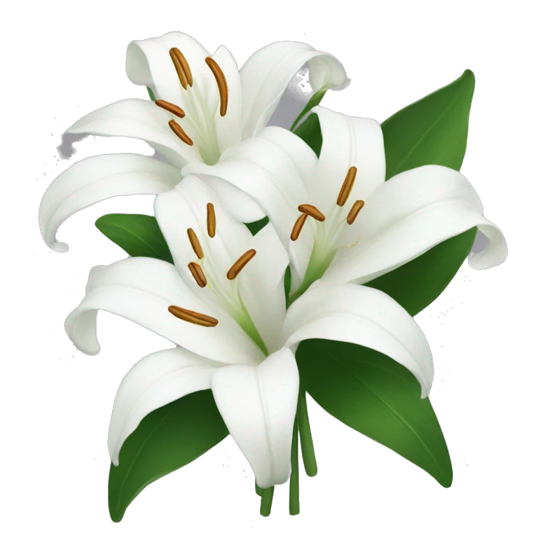 White lilies as a bouquet emoji