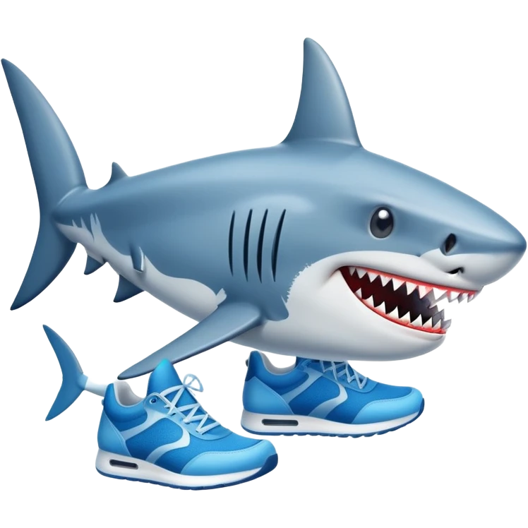 a shark with a sneaker emoji