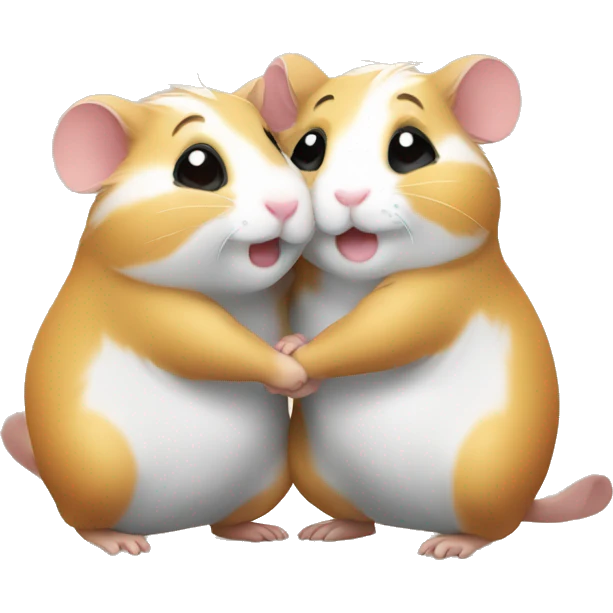 two happy hamsters hug emoji