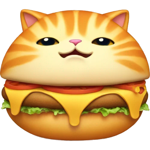 Fat orange cat eating a hamburger  emoji