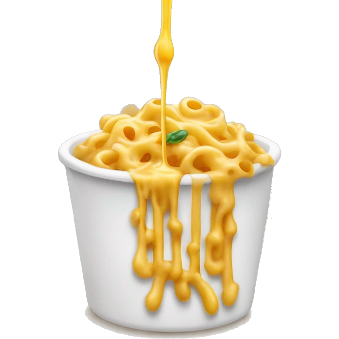 a singular piece of macaroni pasta with a drip of cheese sause dripping off of the singular piece of macaoni pasta emoji