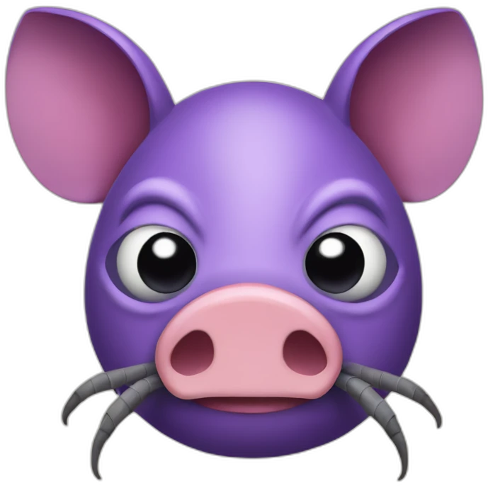 Purple Pig insect armadillo with evil angry grumpy face emoji