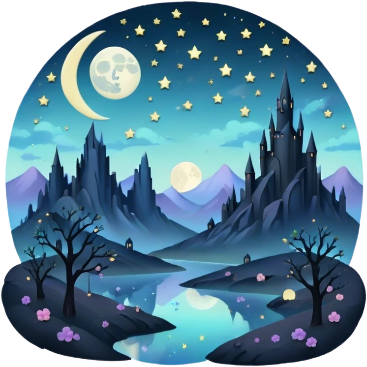 goth  pastel moon and stars landscape  emoji
