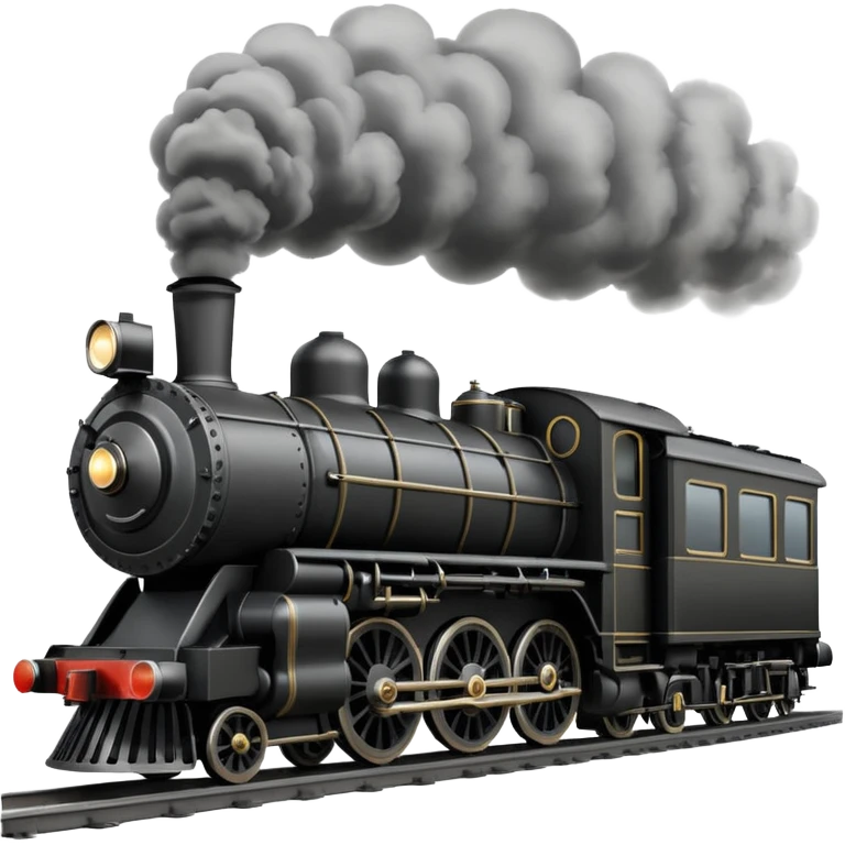 an old-fashion steam train seen head-on as it moves down the tracks emoji