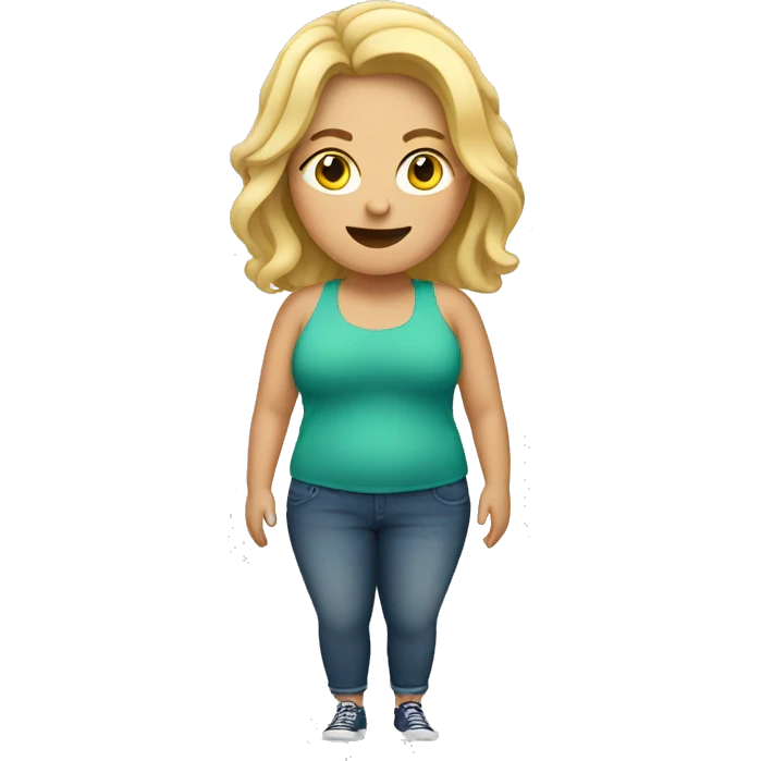 Chubby, blonde woman on her holidays  emoji