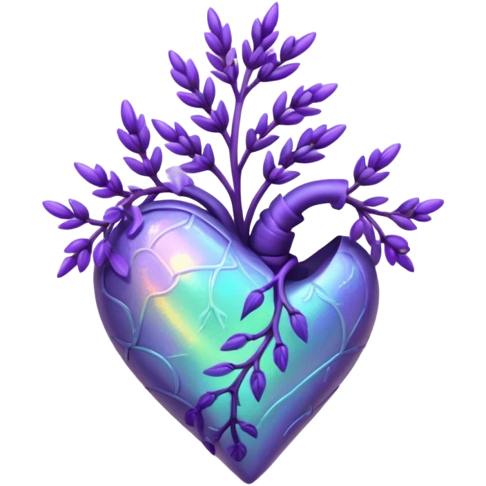 create a holographic lavender plant that wraps around a lavender colored heart emoji