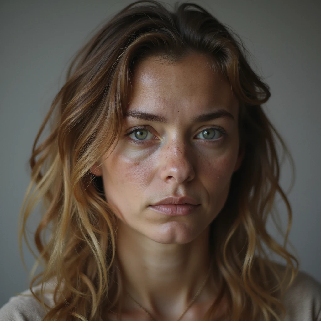a tired mom, expressive, realistic, gentle colors emoji