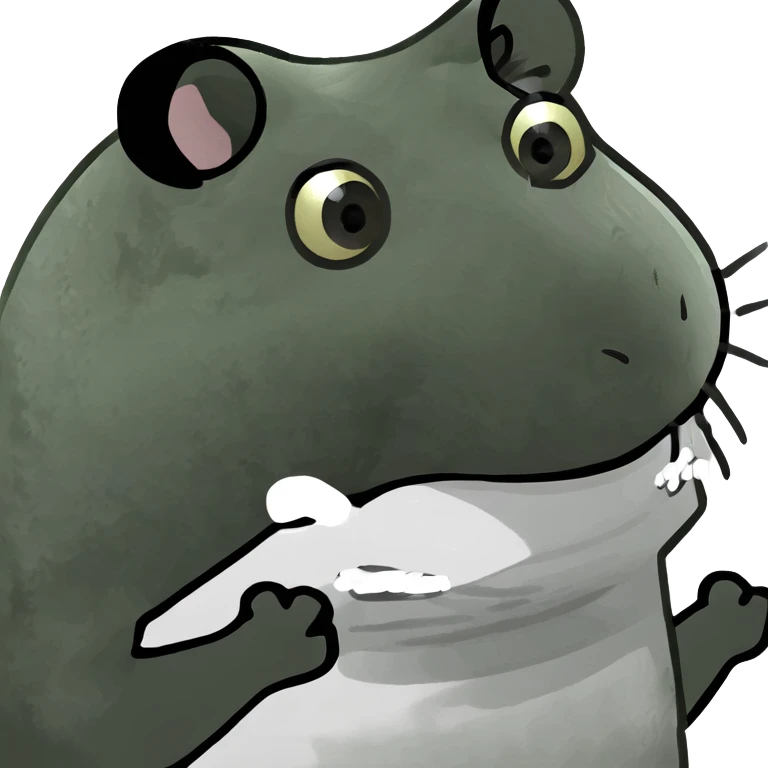Dark gray hamster with a white belly  emoji