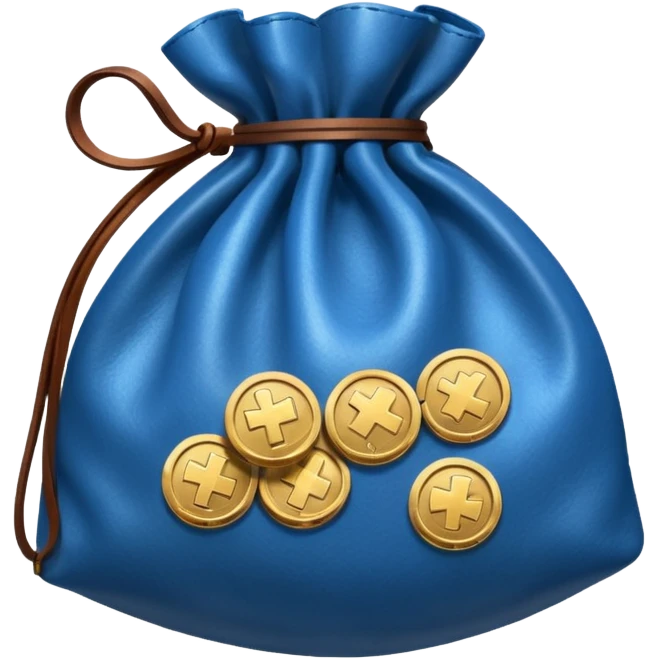 blue coins inside brown money bag emoji