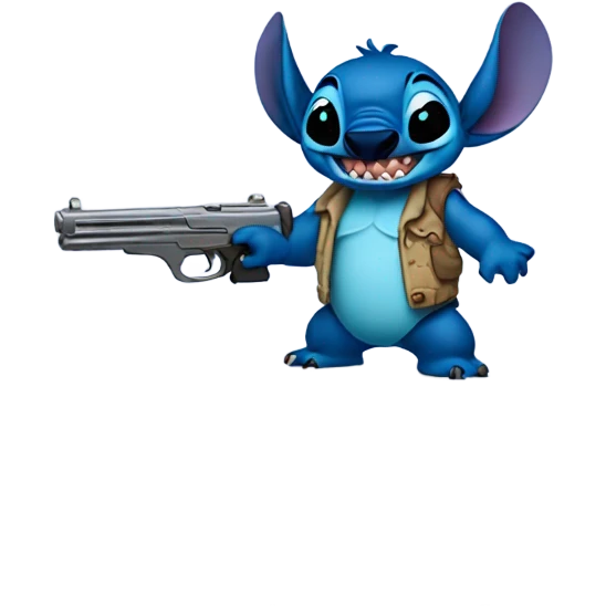 Disney stitch hold a Rp gun emoji