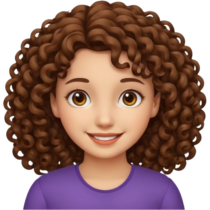 Girl with curly hair smiling emoji