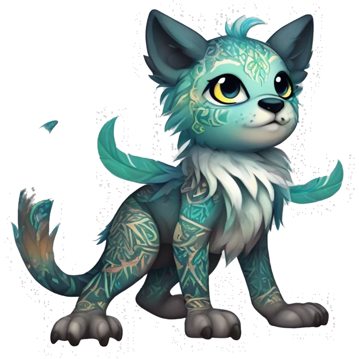 cute Kawaii edgy ethereal shy epic fantasy animal fursona Fionbri creature by griffsnuff & LiLaiRa & Falvie with exotic colors with intricate patterns full body emoji