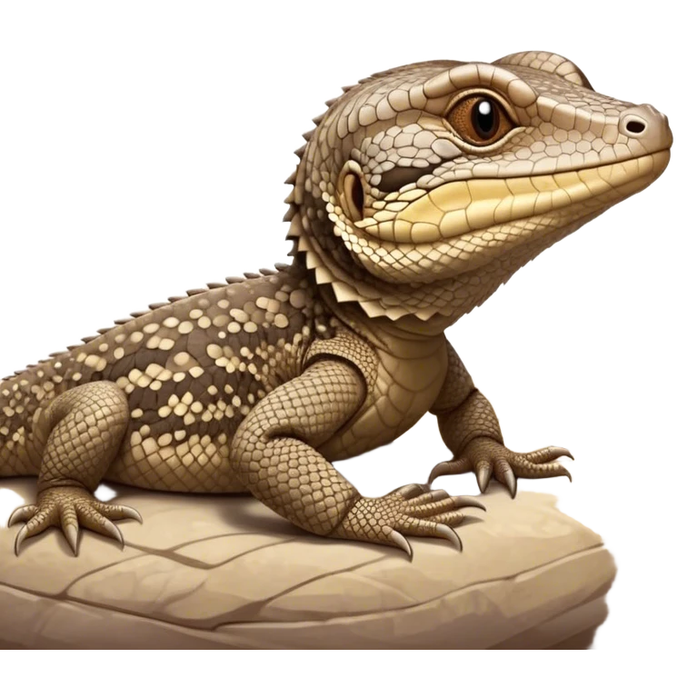 Meme-Worthy cute Sleeping brown camo spotted monitor Lizard Portrait Emoji, Head resting peacefully with a contented smile, showcasing intricately patterned scales and eyes gently closed in serene slumber, Simplified yet comically adorable features, highly detailed, glowing with a soft, drowsy earthy light, high shine, relaxed and utterly lovable, stylized with an air of playful laziness, bright and heartwarming, soft glowing outline, capturing the essence of a sleeping reptilian guardian that feels destined to become the next viral icon of adorable rest! emoji