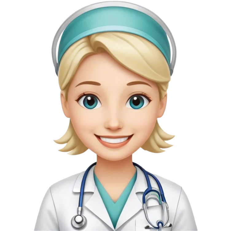 Woman in medical gear in great mood emoji