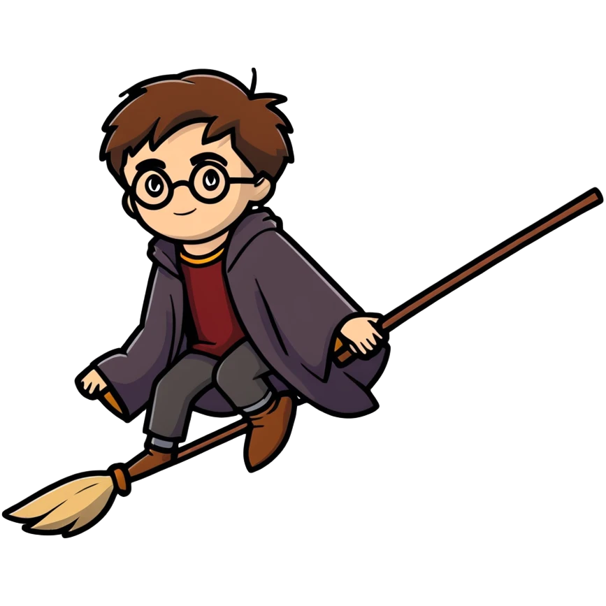 Harry Potter flying on a broomstick emoji