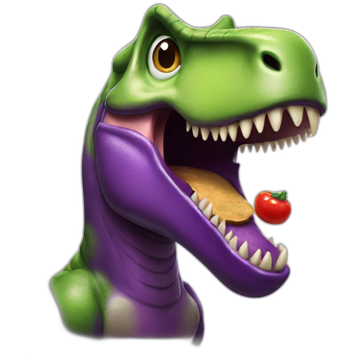T-rex eating eggplant emoji