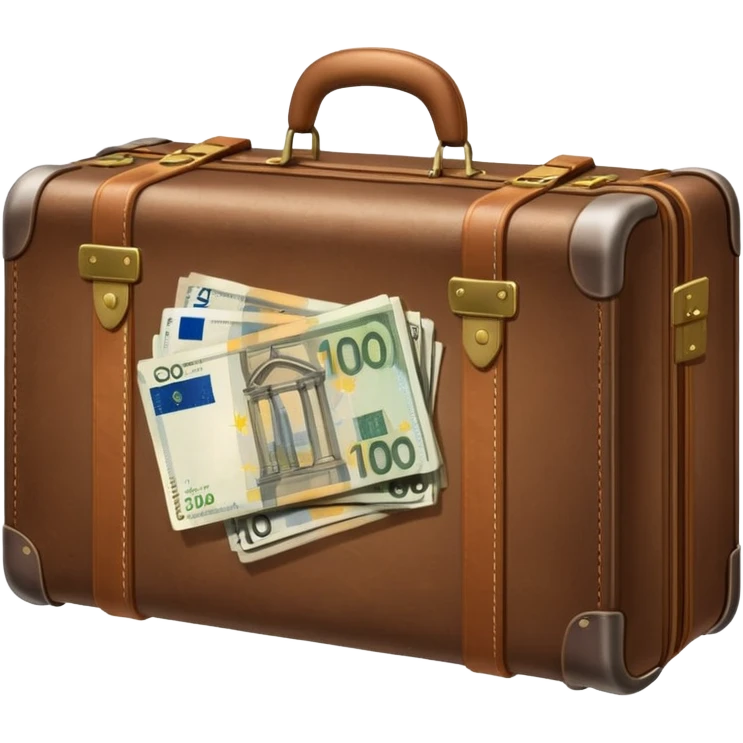 Suitcase with euro bills  emoji
