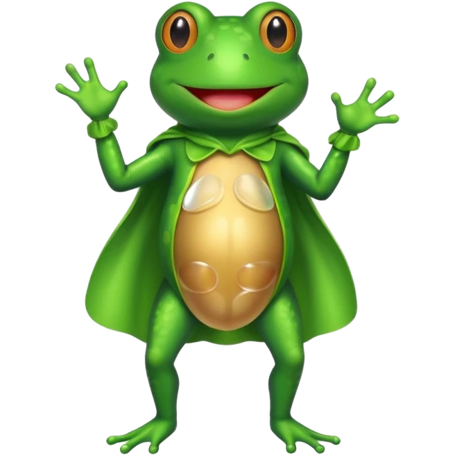 Frog wearing condom costume emoji