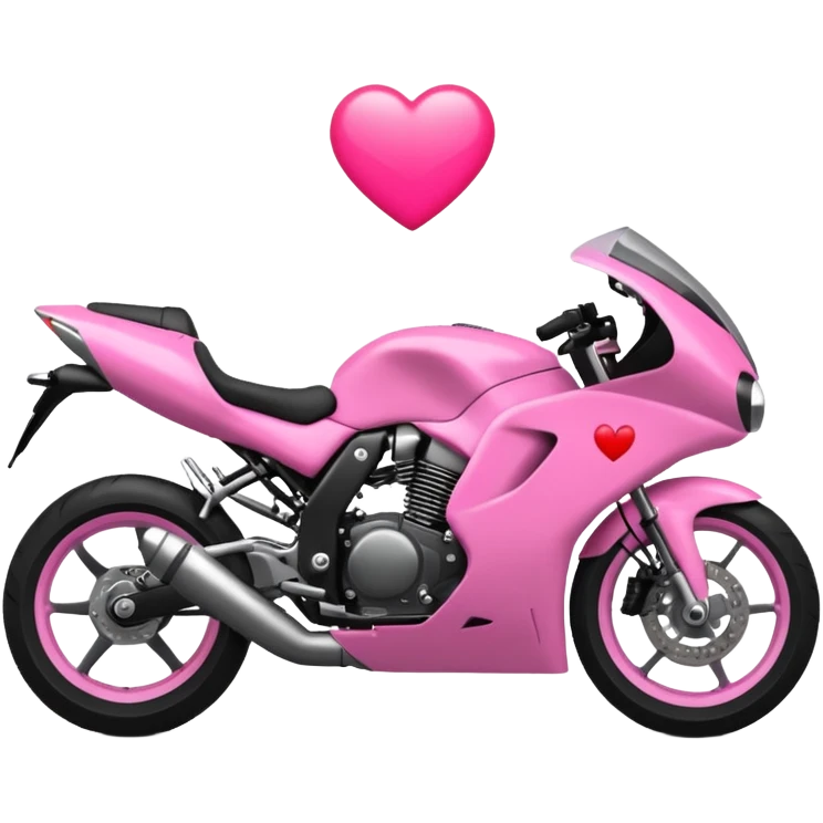moto sportiva con un cuore rosa fluorescente che sfuma verso il nero emoji