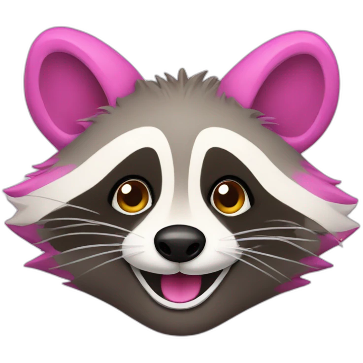 Pink cheerful raccoon emoji