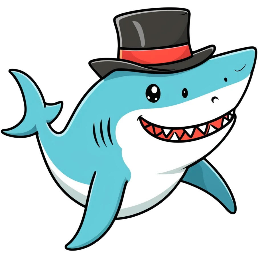 Shark with a top hat emoji