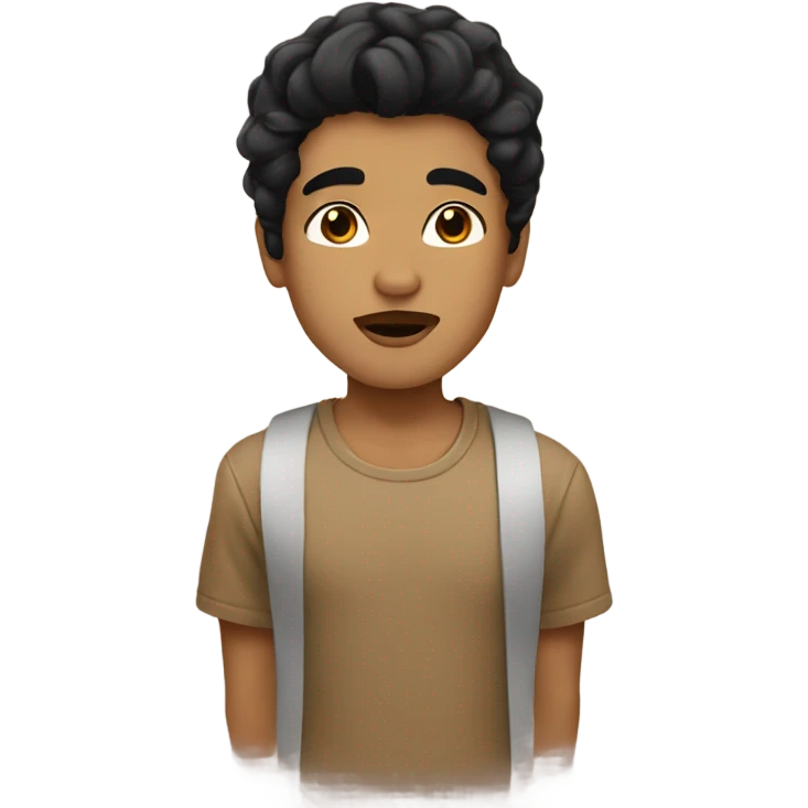 Tan boy with black hair brown eyes and big lips emoji