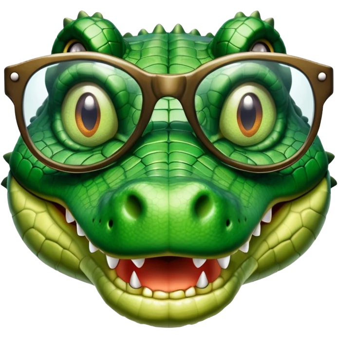 crocodile wearing a glass emoji