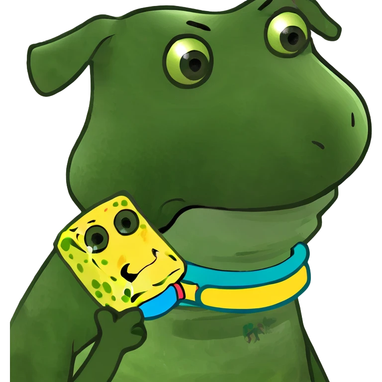 Dog eating SpongeBob emoji