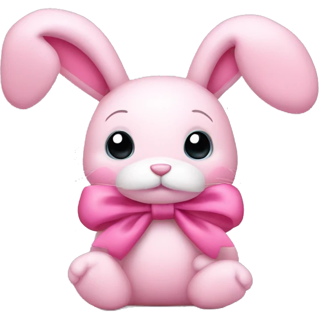 Pink bunny stuffed animal with a bow on the ear emoji